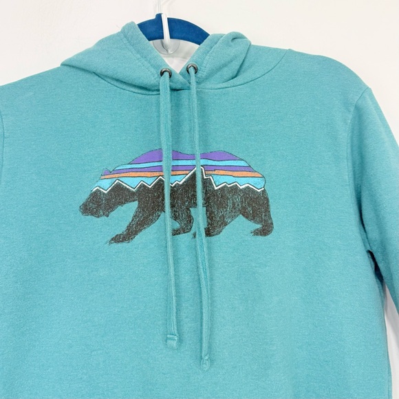Patagonia Fitz Roy Uprisal Green Mountain Bear Pullover Retro Unisex Hoodie - Picture 5 of 11